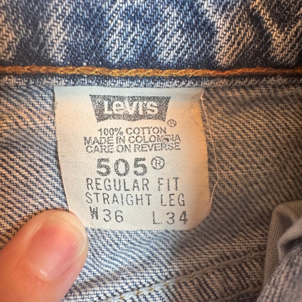 Vintage Levis 505 Orange Tab Jeans Mens 36x34 Blue Regular Fit Straight Leg 1997 - Picture 5 of 9